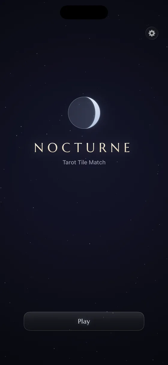 The Nocturne title screen, a crescent moon over a starfield